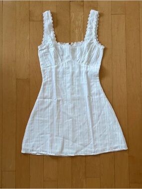 Princess Polly White Sleeveless Lace-Trim Mini Dress
